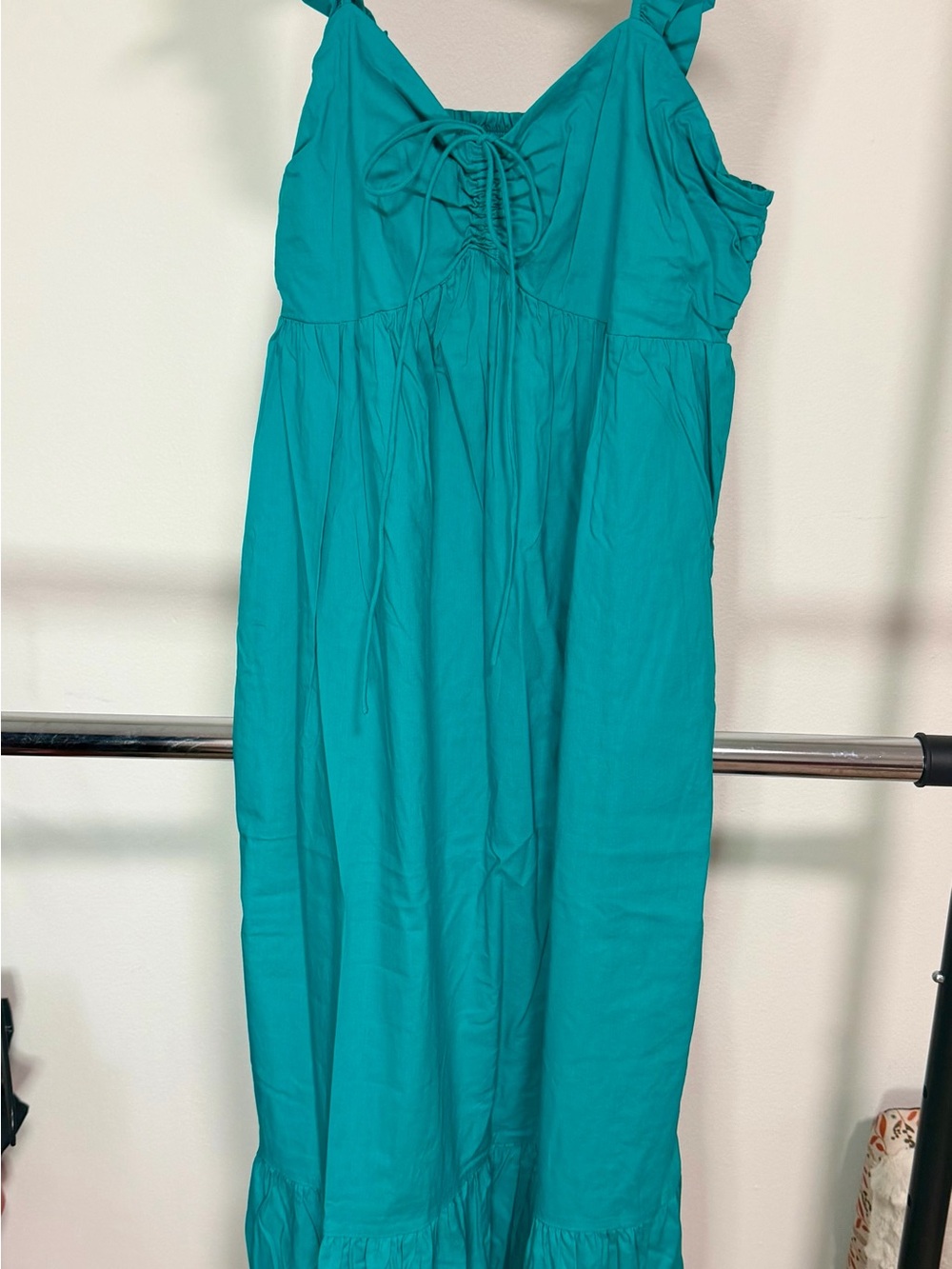 LOFT Teal Maxi Dress with Tie-Front